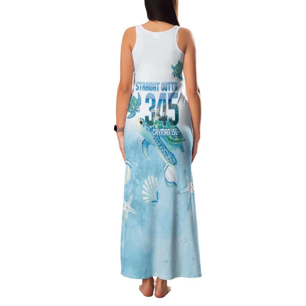 Cayman Islands 345 Family Matching Tank Maxi Dress and Hawaiian Shirt Sea Turtle Watercolor Style