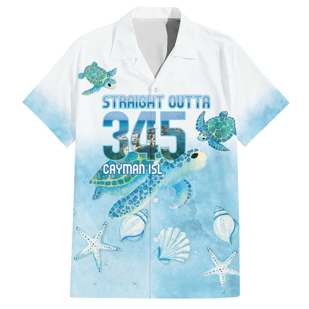 Cayman Islands 345 Hawaiian Shirt Sea Turtle Watercolor Style