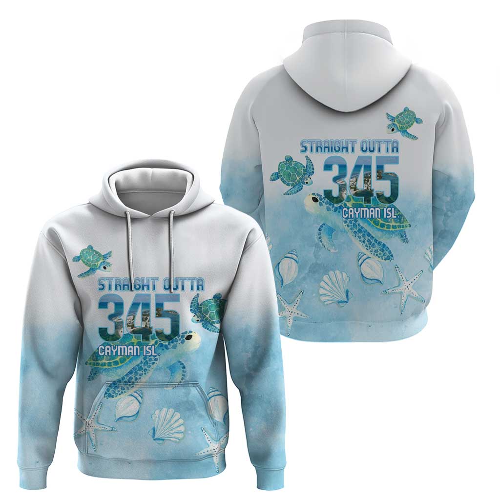 Cayman Islands 345 Hoodie Sea Turtle Watercolor Style
