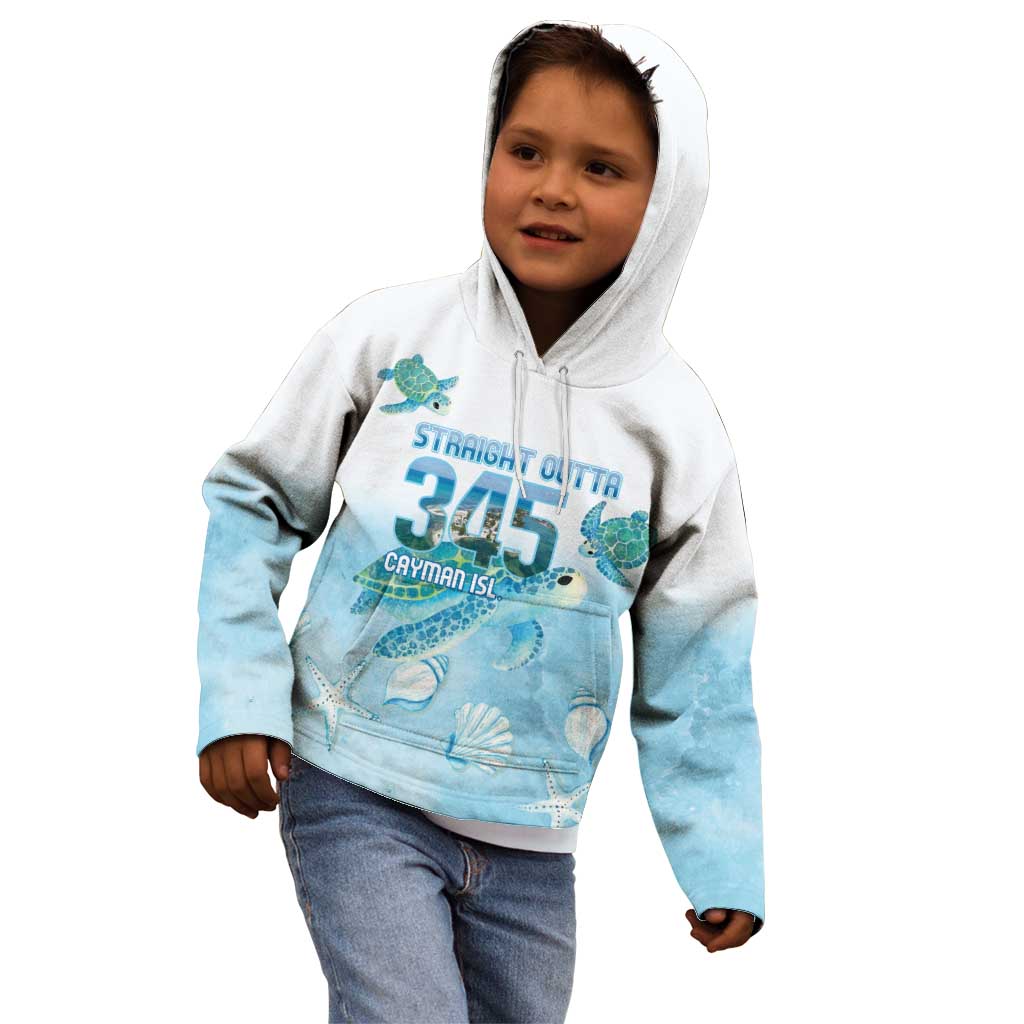 Cayman Islands 345 Kid Hoodie Sea Turtle Watercolor Style