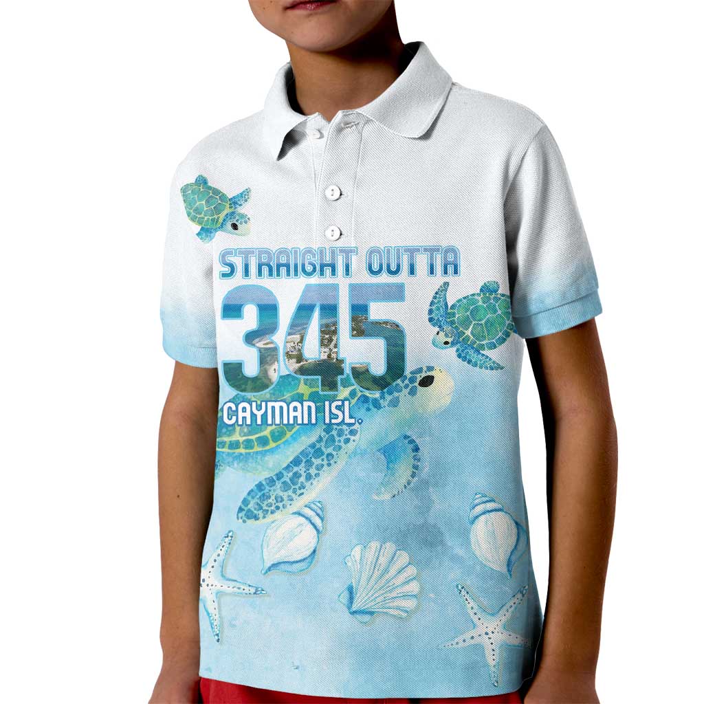 Cayman Islands 345 Kid Polo Shirt Sea Turtle Watercolor Style