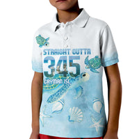 Cayman Islands 345 Kid Polo Shirt Sea Turtle Watercolor Style