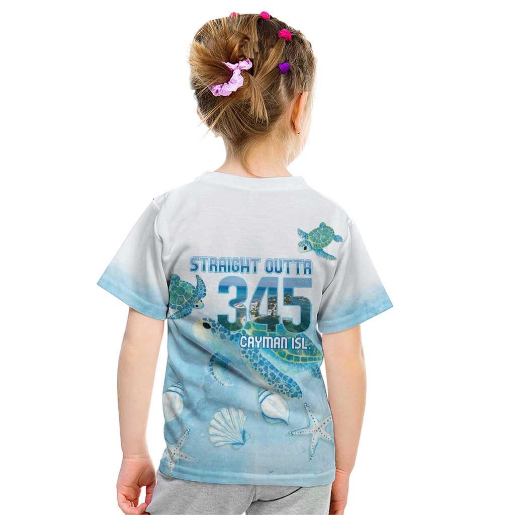 Cayman Islands 345 Kid T Shirt Sea Turtle Watercolor Style