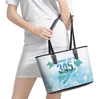 Cayman Islands 345 Leather Tote Bag Sea Turtle Watercolor Style
