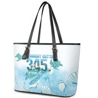 Cayman Islands 345 Leather Tote Bag Sea Turtle Watercolor Style