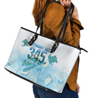 Cayman Islands 345 Leather Tote Bag Sea Turtle Watercolor Style