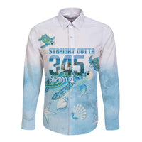 Cayman Islands 345 Long Sleeve Button Shirt Sea Turtle Watercolor Style