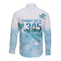 Cayman Islands 345 Long Sleeve Button Shirt Sea Turtle Watercolor Style