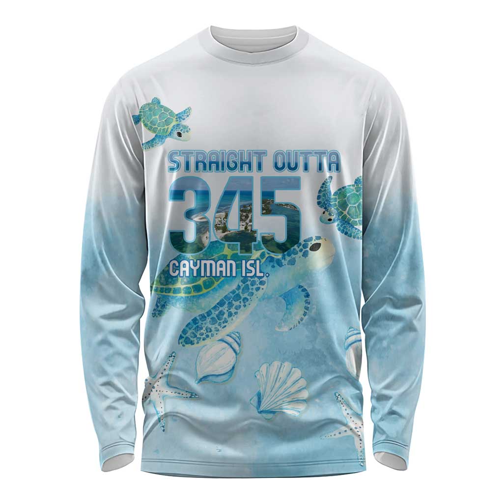 Cayman Islands 345 Long Sleeve Shirt Sea Turtle Watercolor Style
