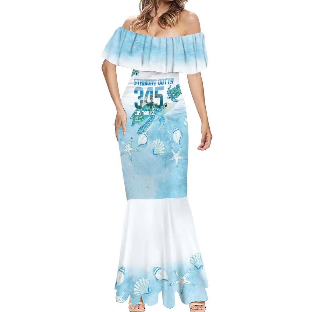 Cayman Islands 345 Mermaid Dress Sea Turtle Watercolor Style