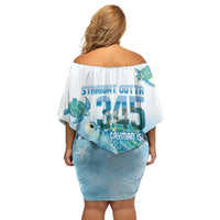 Cayman Islands 345 Off Shoulder Short Dress Sea Turtle Watercolor Style