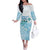 Cayman Islands 345 Off The Shoulder Long Sleeve Dress Sea Turtle Watercolor Style