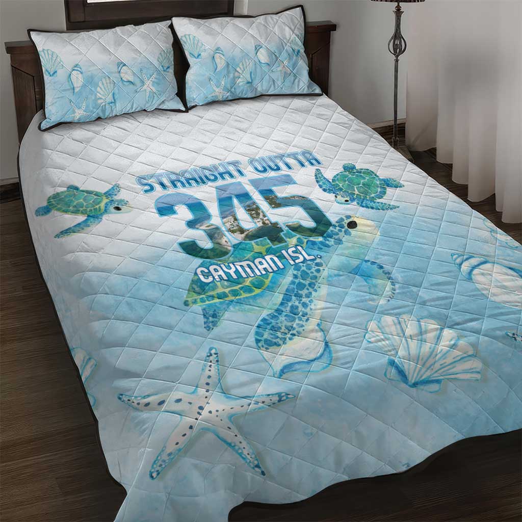 Cayman Islands 345 Quilt Bed Set Sea Turtle Watercolor Style
