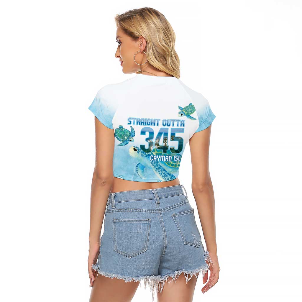 Cayman Islands 345 Raglan Cropped T Shirt Sea Turtle Watercolor Style