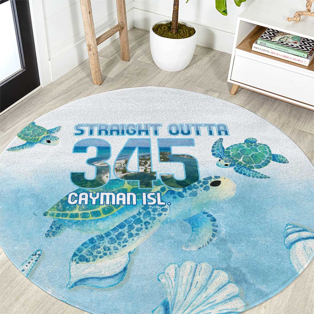 Cayman Islands 345 Round Carpet Sea Turtle Watercolor Style