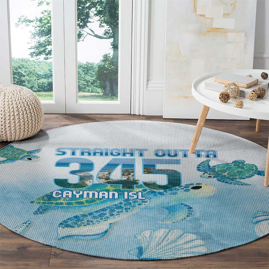 Cayman Islands 345 Round Carpet Sea Turtle Watercolor Style