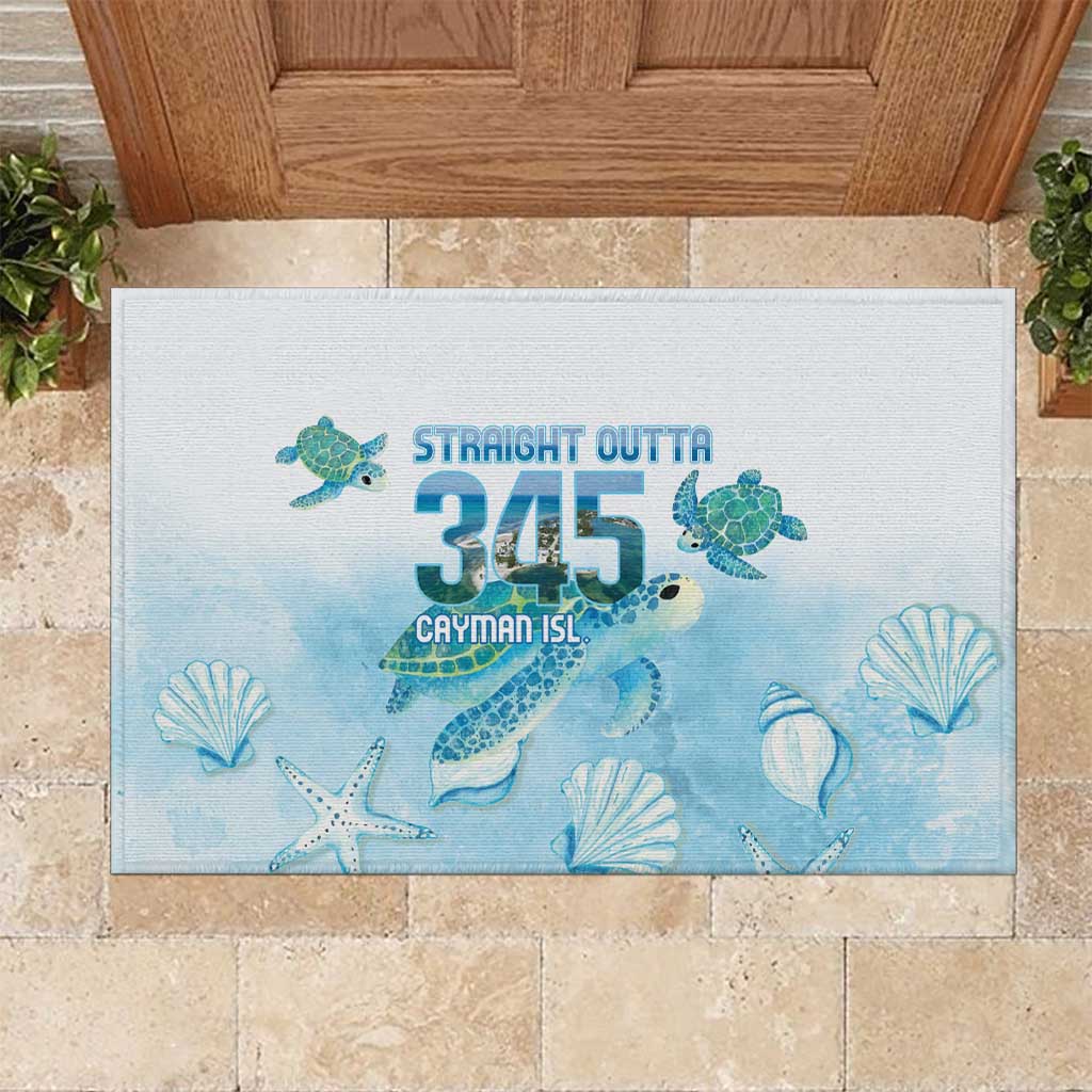Cayman Islands 345 Rubber Doormat Sea Turtle Watercolor Style