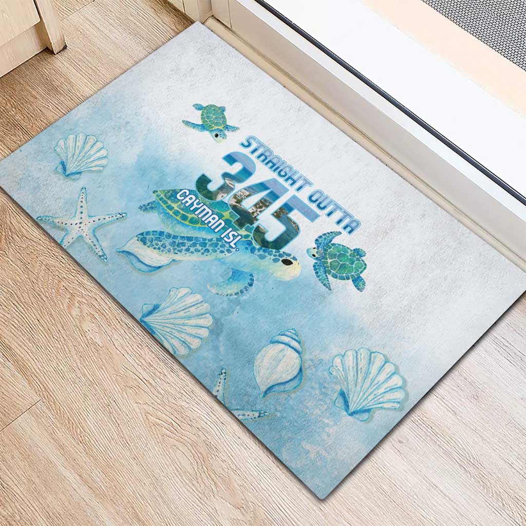 Cayman Islands 345 Rubber Doormat Sea Turtle Watercolor Style
