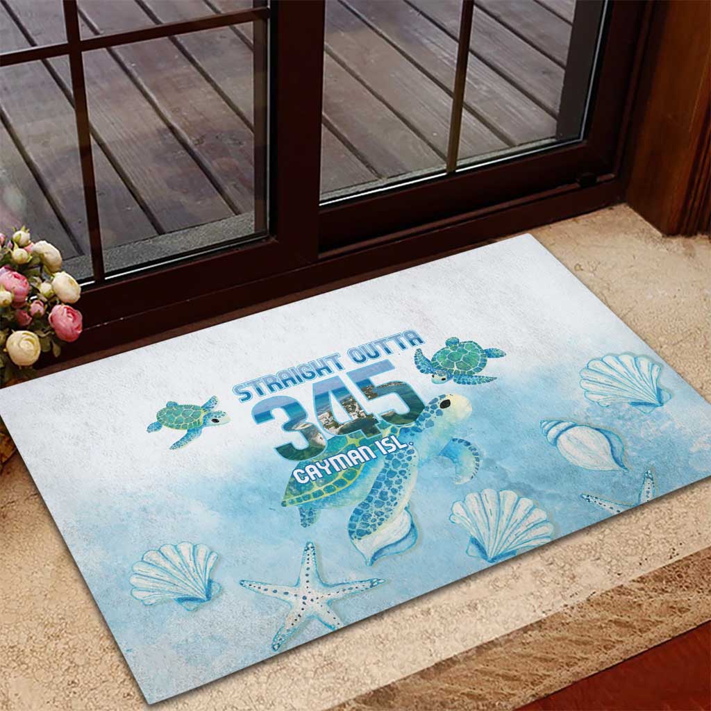 Cayman Islands 345 Rubber Doormat Sea Turtle Watercolor Style
