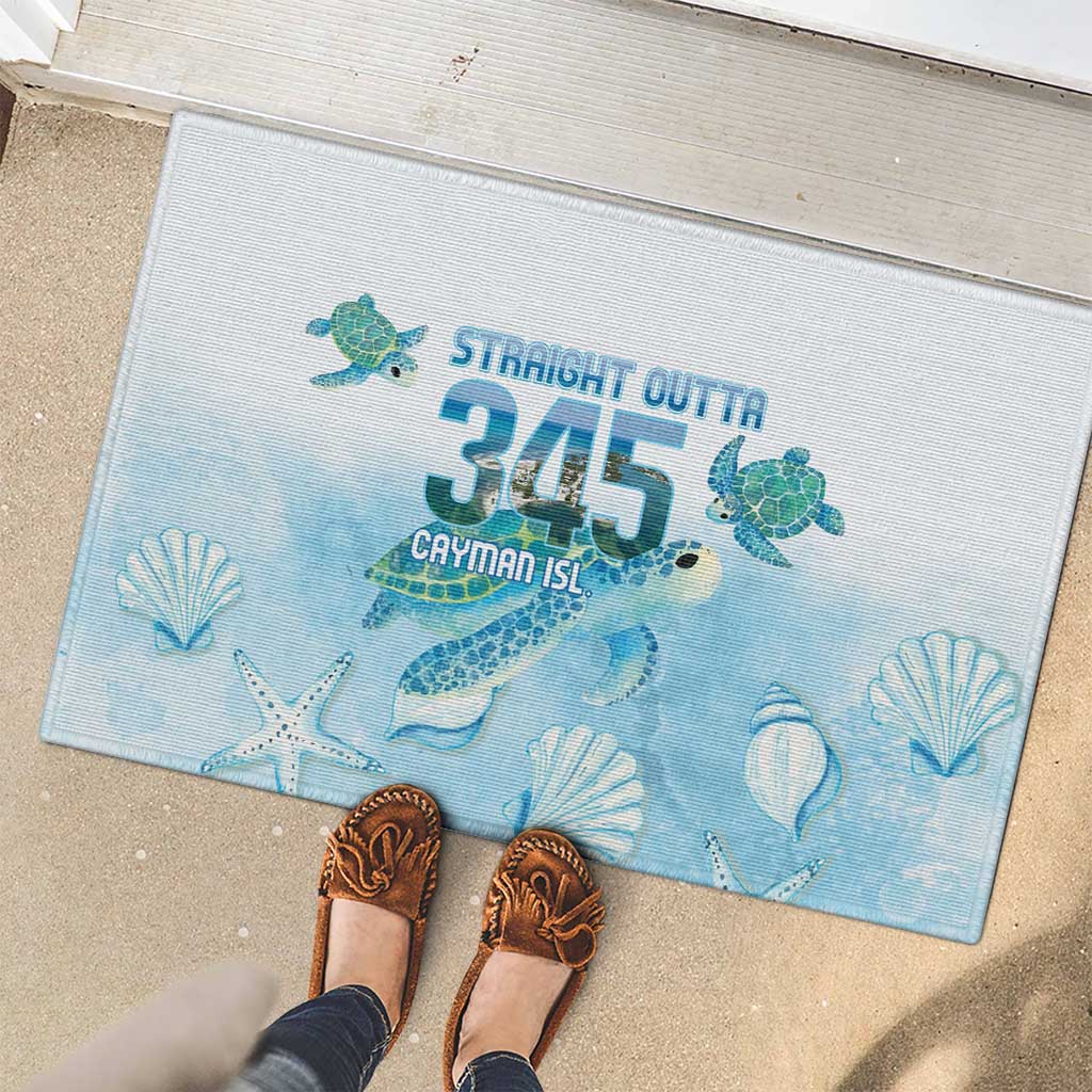 Cayman Islands 345 Rubber Doormat Sea Turtle Watercolor Style