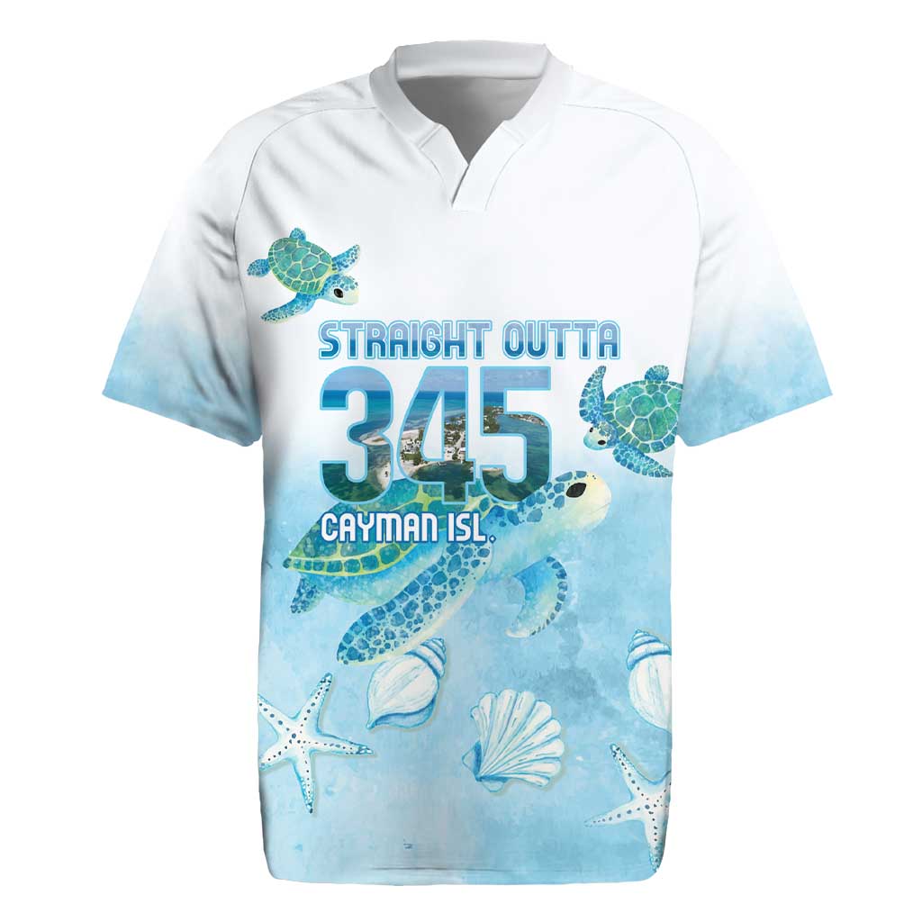 Cayman Islands 345 Rugby Jersey Sea Turtle Watercolor Style