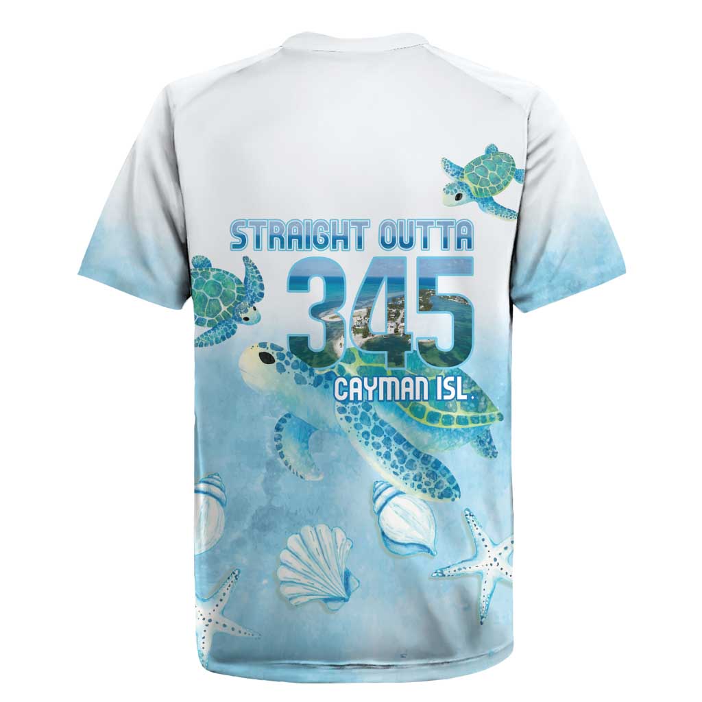 Cayman Islands 345 Rugby Jersey Sea Turtle Watercolor Style