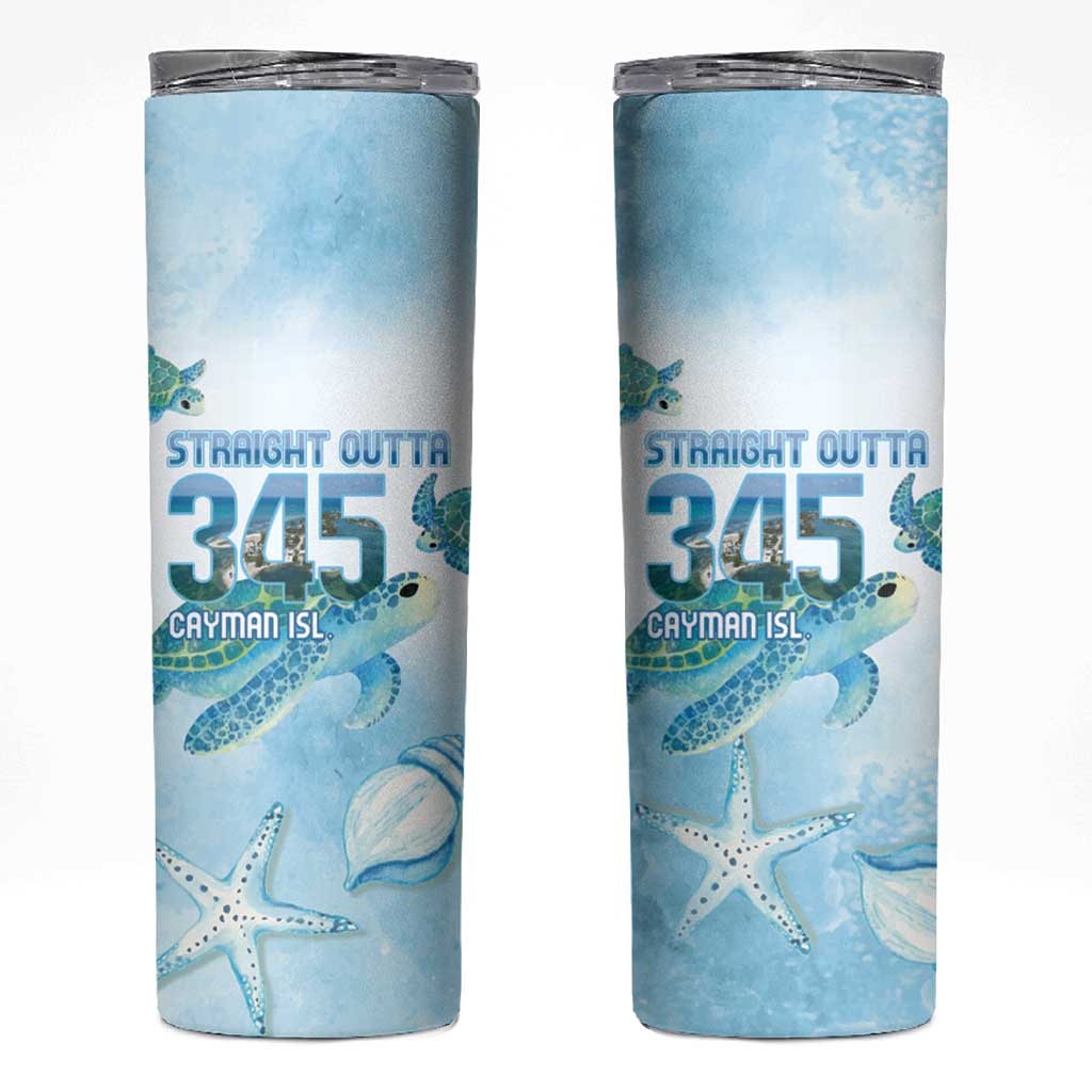 Cayman Islands 345 Skinny Tumbler Sea Turtle Watercolor Style