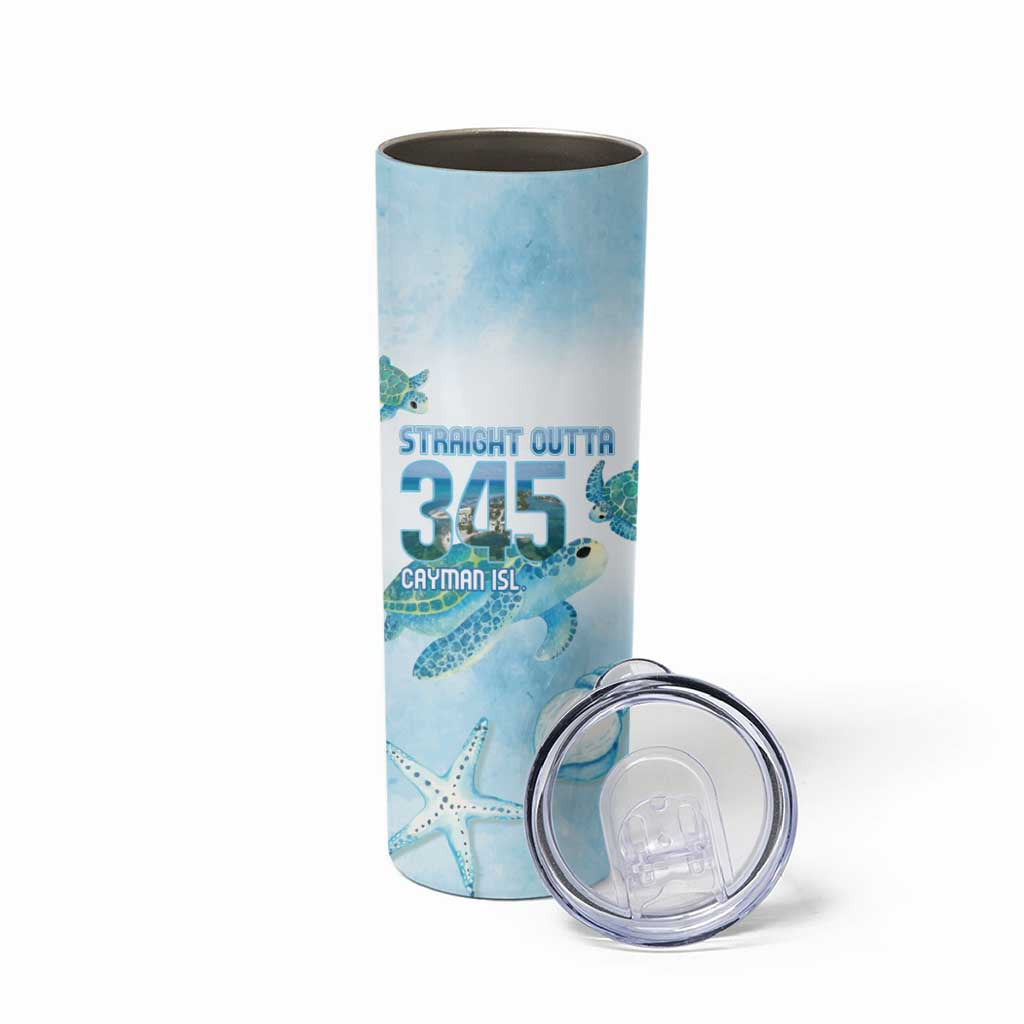 Cayman Islands 345 Skinny Tumbler Sea Turtle Watercolor Style