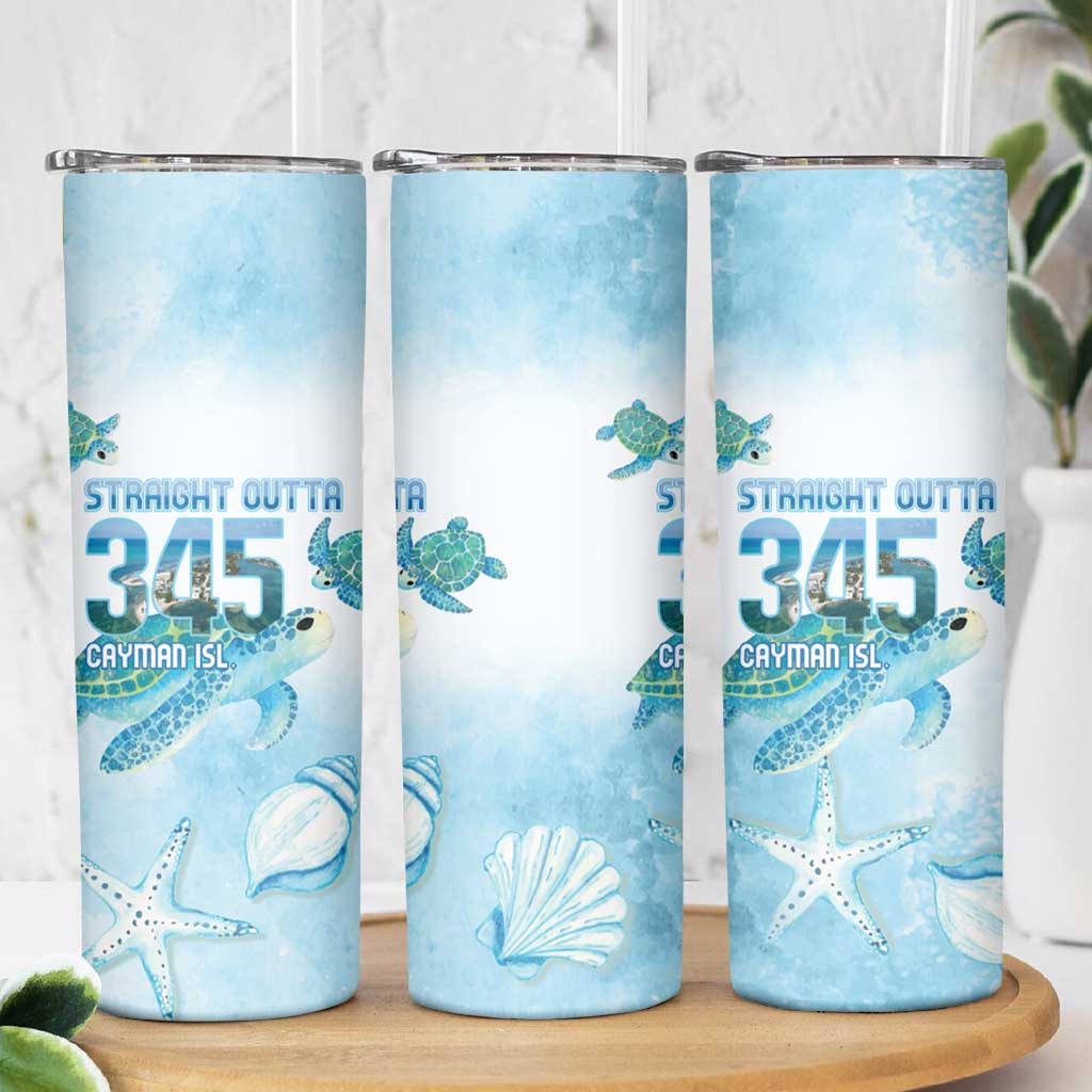 Cayman Islands 345 Skinny Tumbler Sea Turtle Watercolor Style