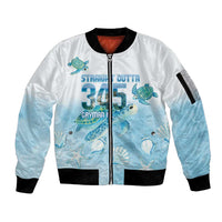 Cayman Islands 345 Sleeve Zip Bomber Jacket Sea Turtle Watercolor Style