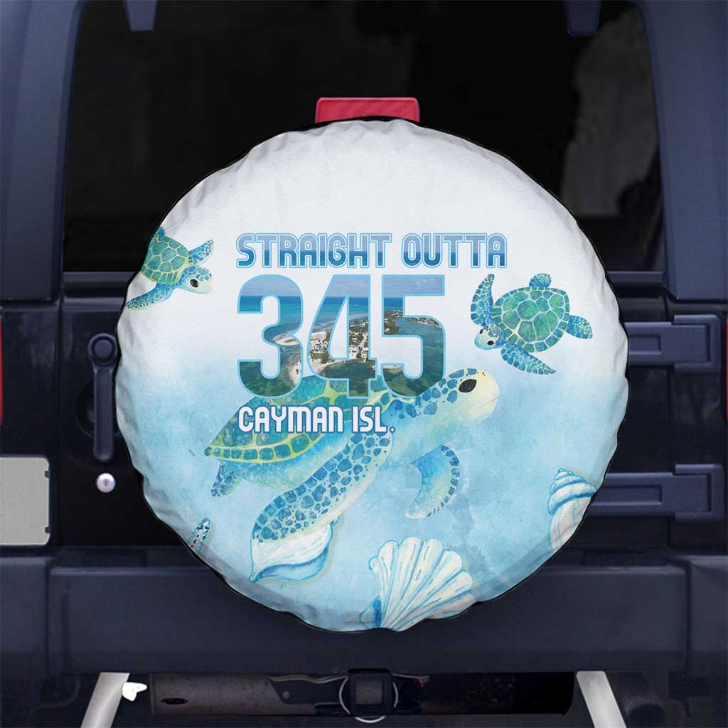 Cayman Islands 345 Spare Tire Cover Sea Turtle Watercolor Style