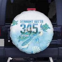 Cayman Islands 345 Spare Tire Cover Sea Turtle Watercolor Style