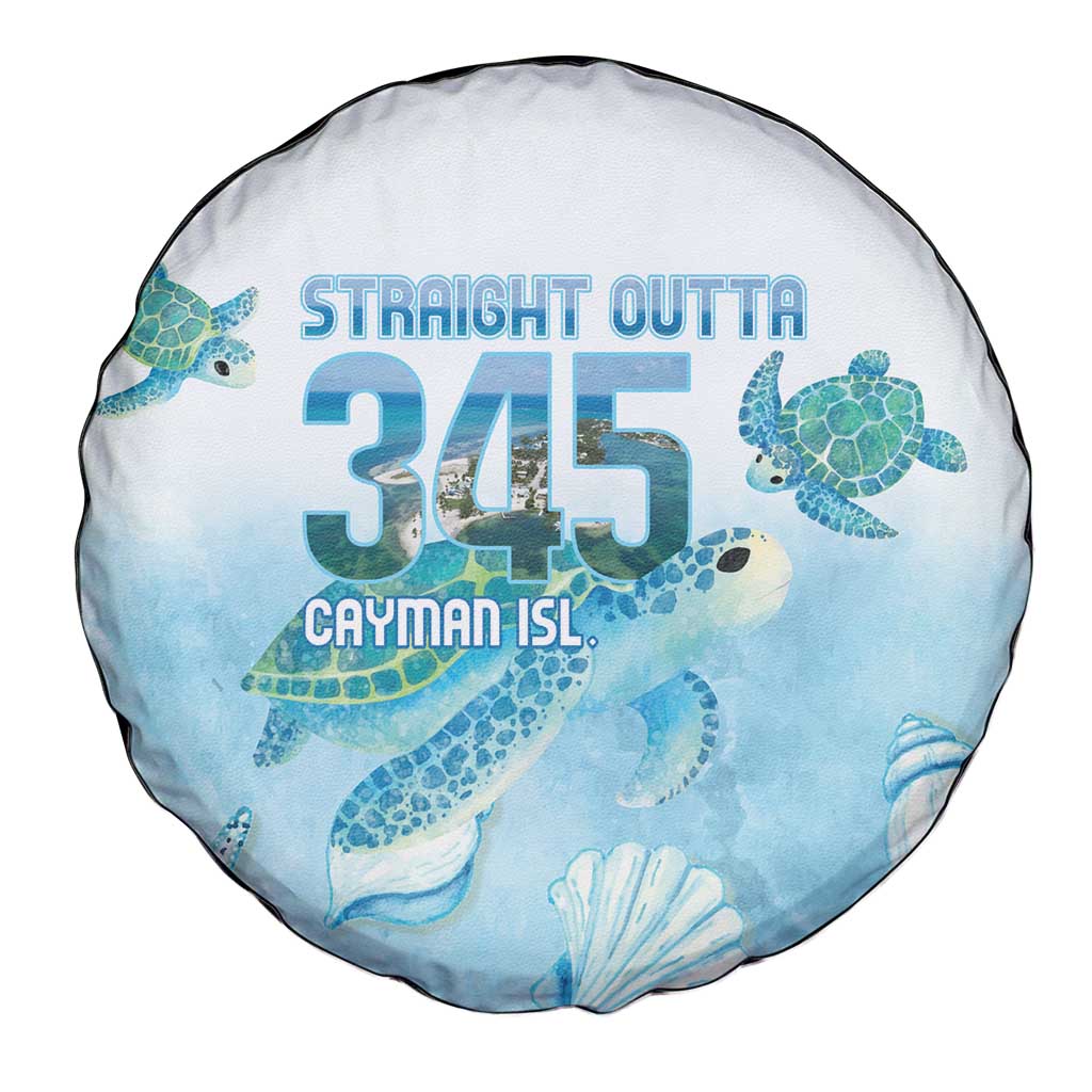 Cayman Islands 345 Spare Tire Cover Sea Turtle Watercolor Style