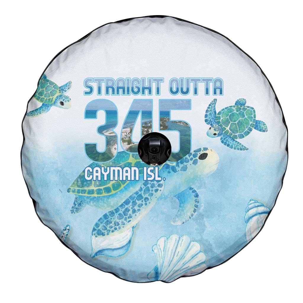 Cayman Islands 345 Spare Tire Cover Sea Turtle Watercolor Style