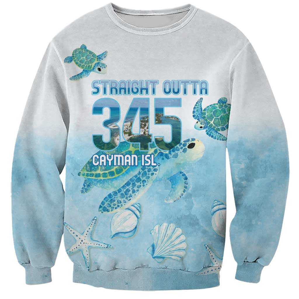 Cayman Islands 345 Sweatshirt Sea Turtle Watercolor Style