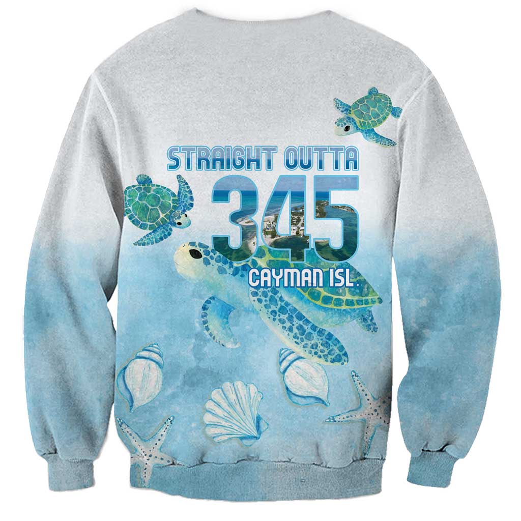 Cayman Islands 345 Sweatshirt Sea Turtle Watercolor Style