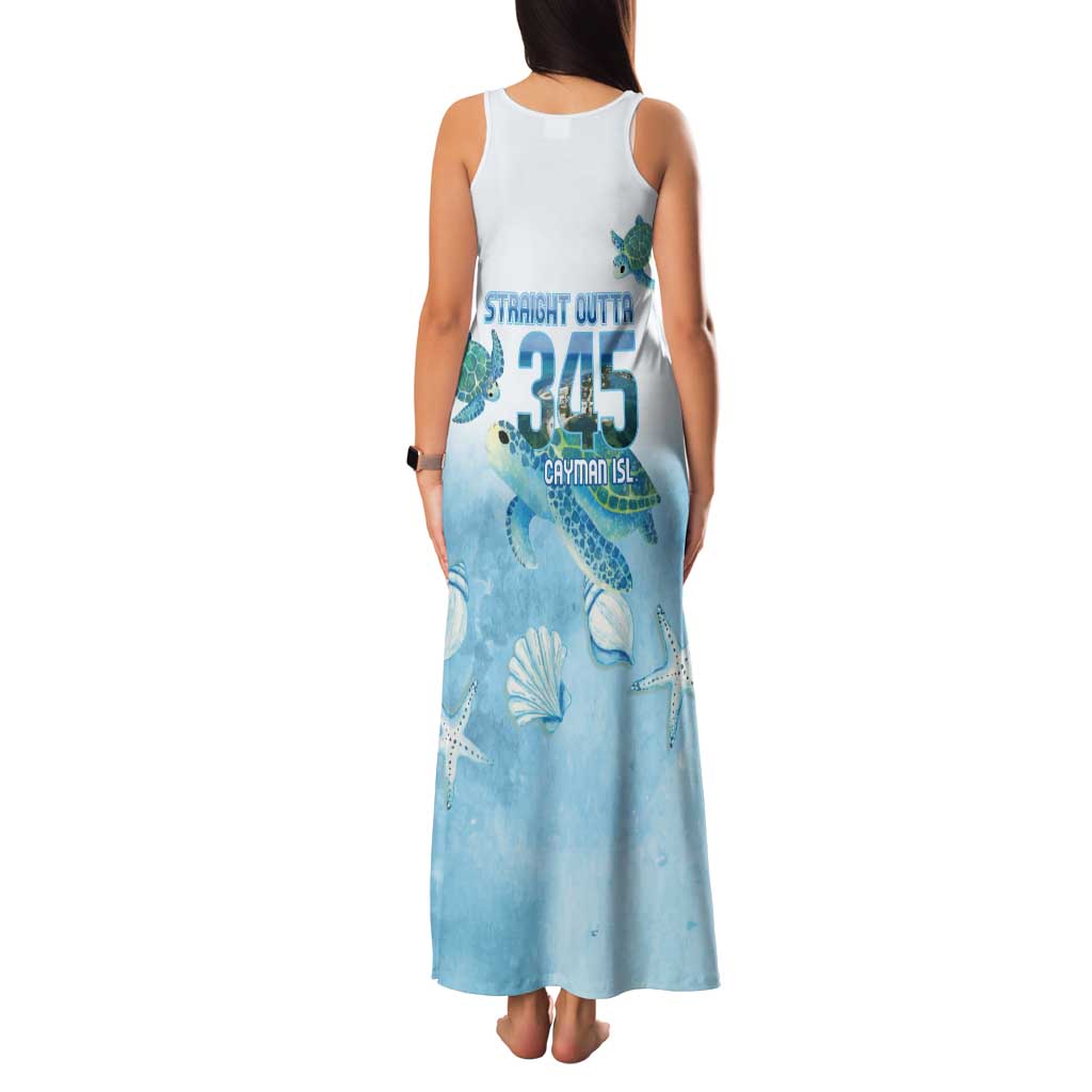 Cayman Islands 345 Tank Maxi Dress Sea Turtle Watercolor Style