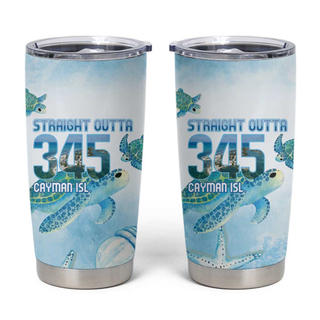Cayman Islands 345 Tumbler Cup Sea Turtle Watercolor Style