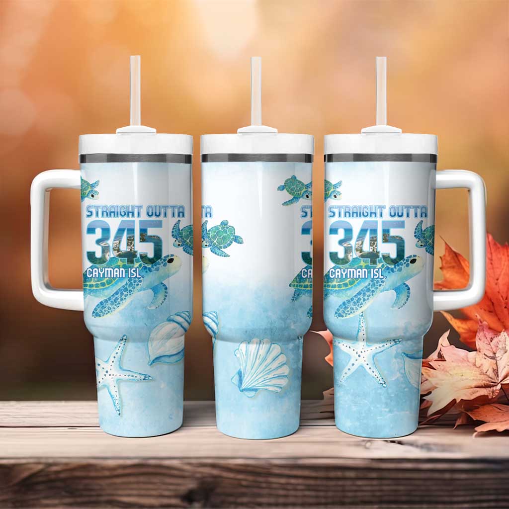 Cayman Islands 345 Tumbler With Handle Sea Turtle Watercolor Style