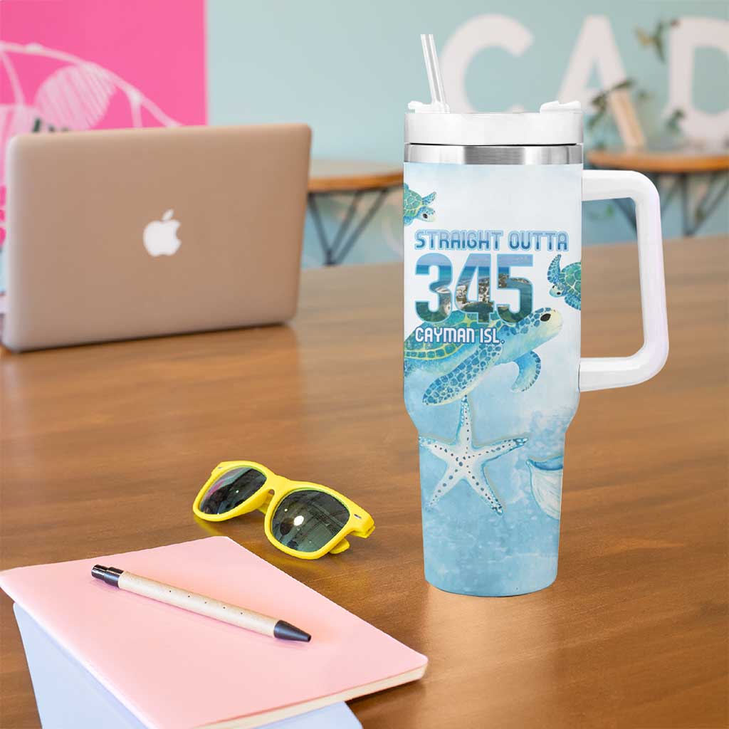Cayman Islands 345 Tumbler With Handle Sea Turtle Watercolor Style