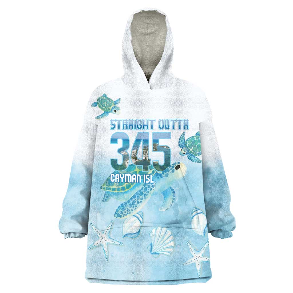 Cayman Islands 345 Wearable Blanket Hoodie Sea Turtle Watercolor Style