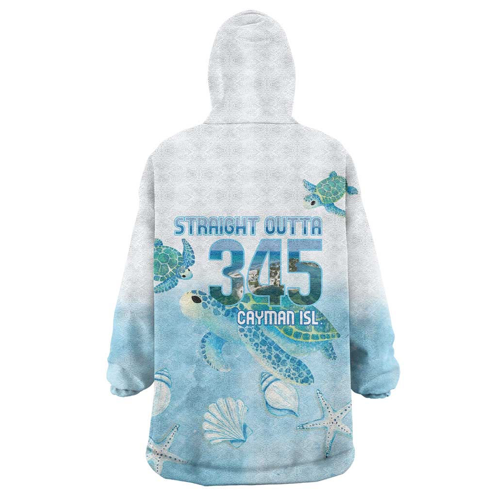 Cayman Islands 345 Wearable Blanket Hoodie Sea Turtle Watercolor Style