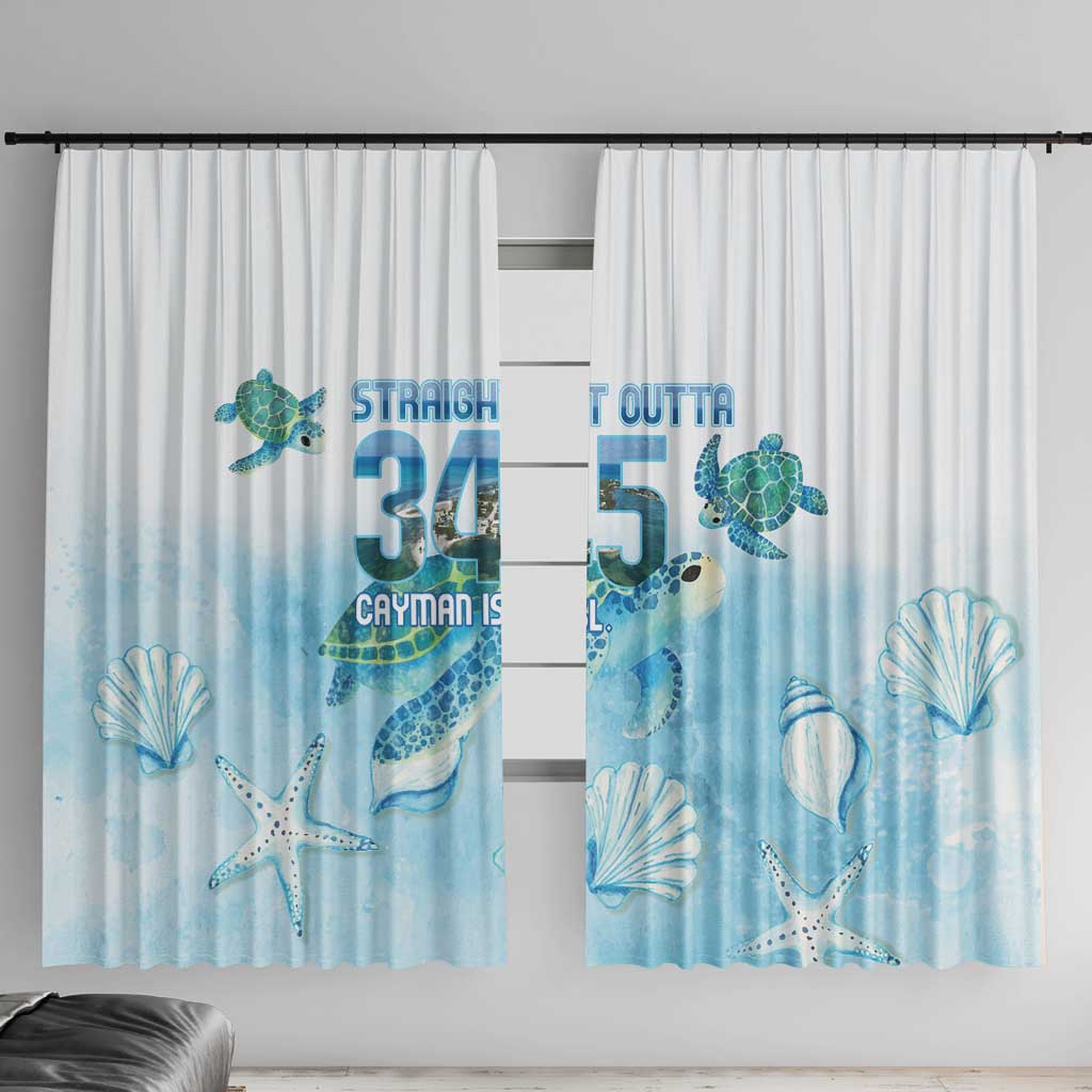 Cayman Islands 345 Window Curtain Sea Turtle Watercolor Style