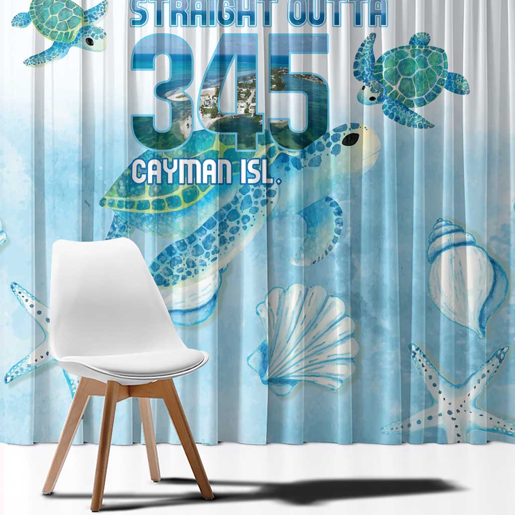 Cayman Islands 345 Window Curtain Sea Turtle Watercolor Style