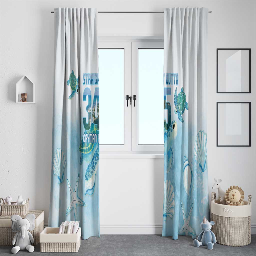 Cayman Islands 345 Window Curtain Sea Turtle Watercolor Style