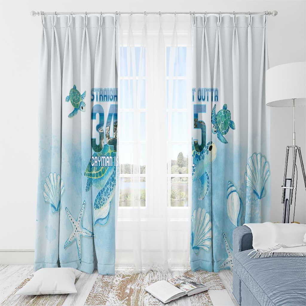 Cayman Islands 345 Window Curtain Sea Turtle Watercolor Style