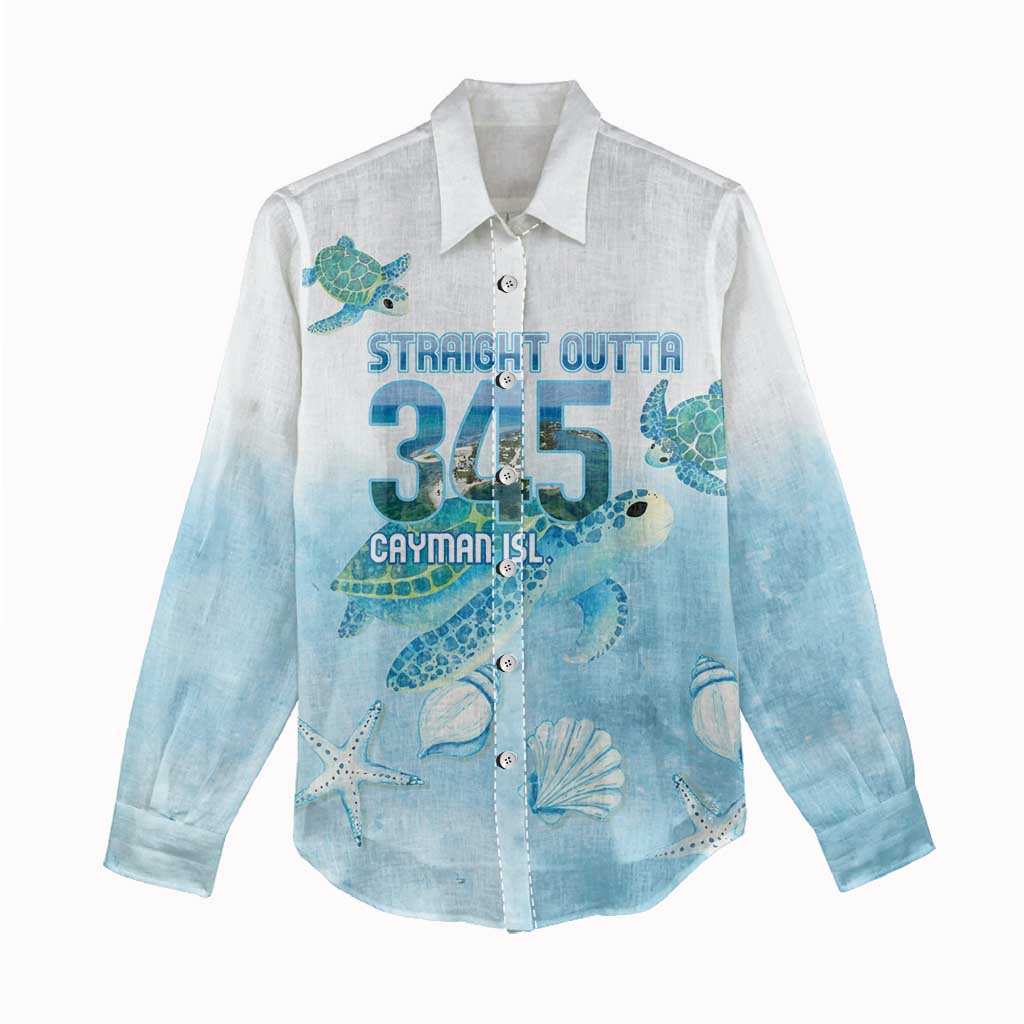 Cayman Islands 345 Women Casual Shirt Sea Turtle Watercolor Style