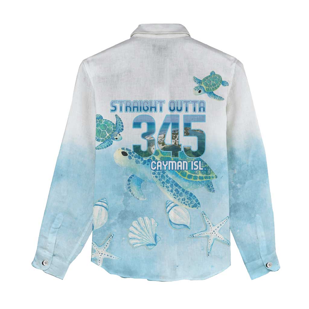 Cayman Islands 345 Women Casual Shirt Sea Turtle Watercolor Style