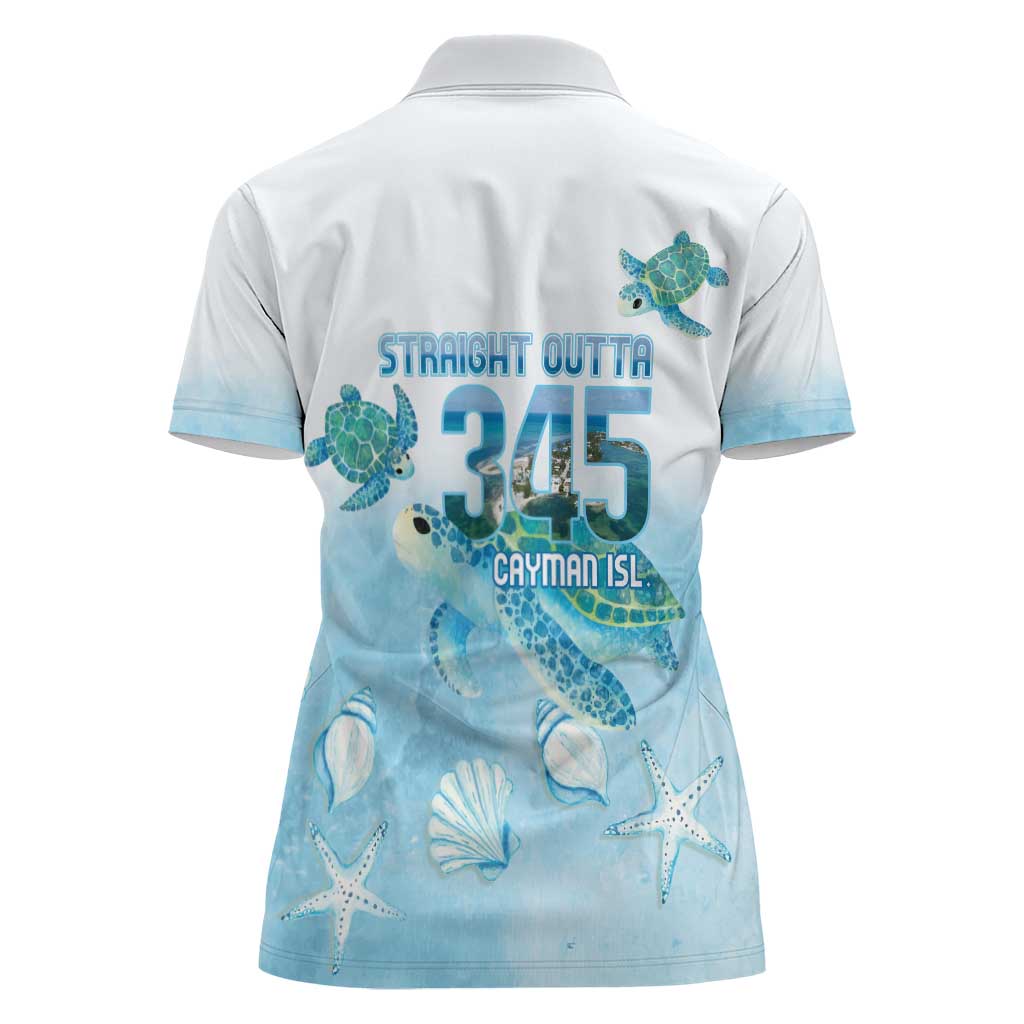 Cayman Islands 345 Women Polo Shirt Sea Turtle Watercolor Style