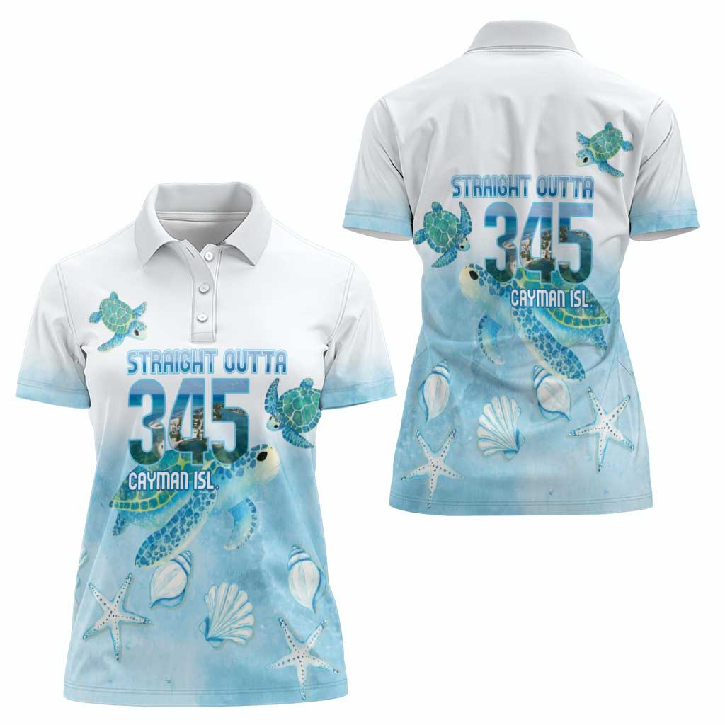 Cayman Islands 345 Women Polo Shirt Sea Turtle Watercolor Style